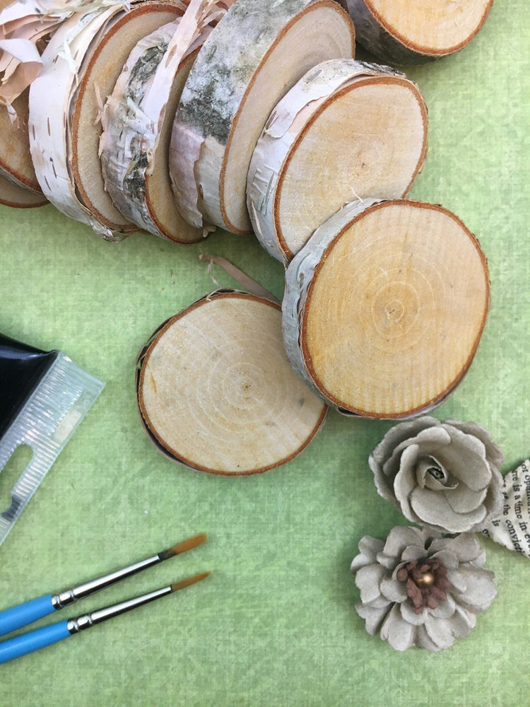 White Birch Wood Slices | 30-Piece Mixed Crafter Pack