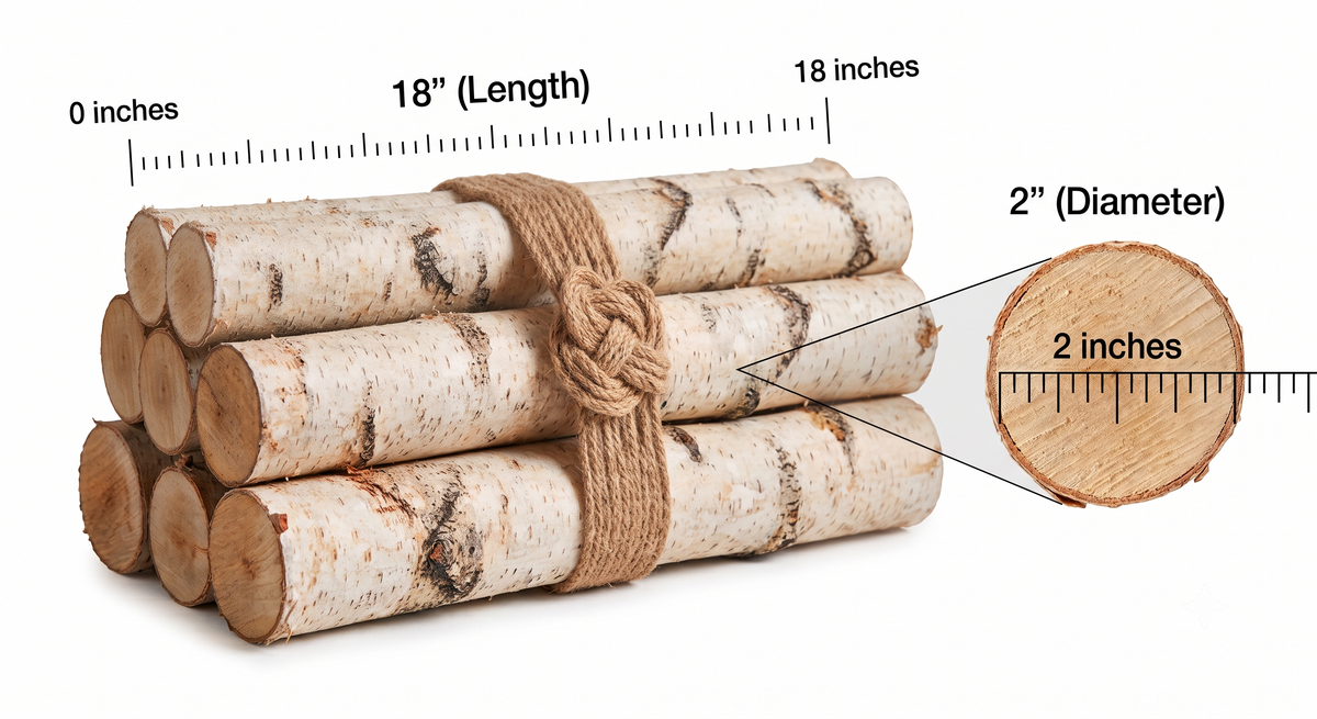 Natural Birch Logs for Fireplace & Rustic Decor | Set of 5