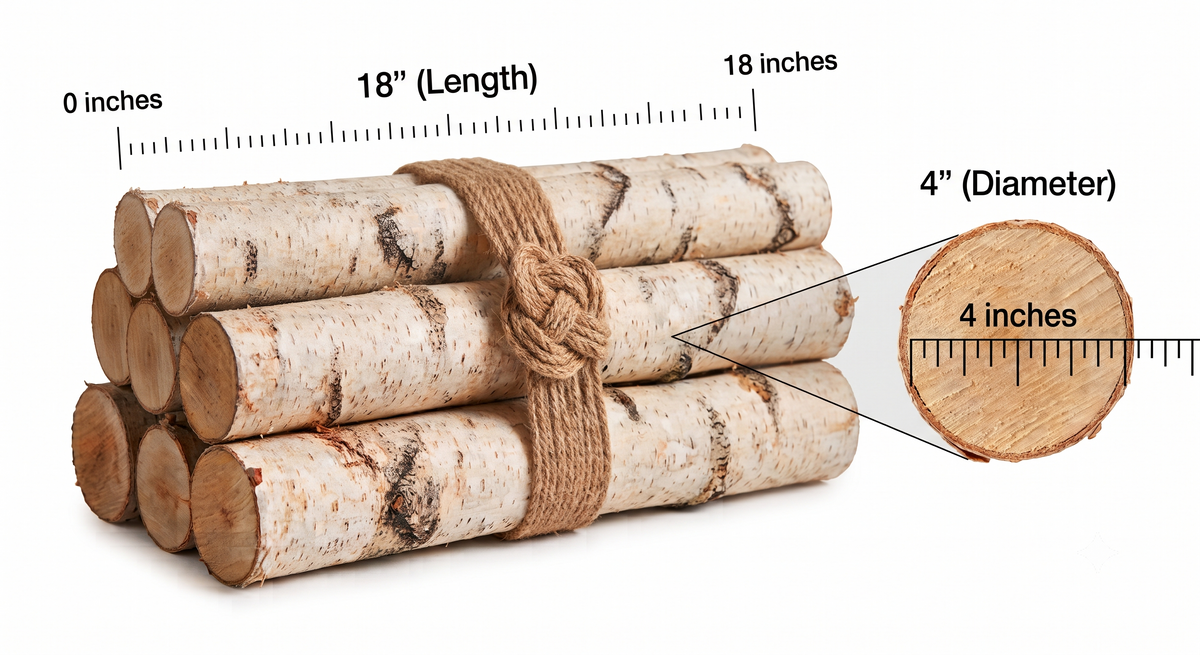 Natural Birch Logs for Fireplace & Rustic Decor | Set of 5