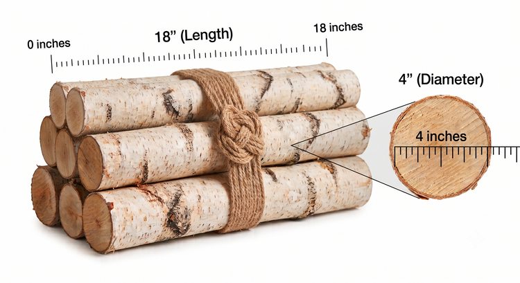 Natural Birch Logs for Fireplace & Rustic Decor | Set of 5