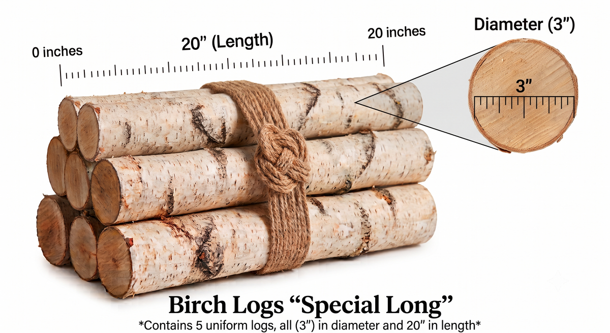 Natural Birch Logs for Fireplace & Rustic Decor | Set of 5