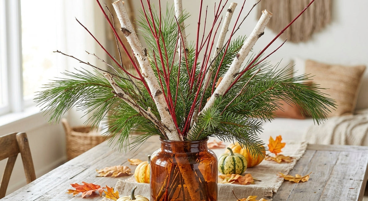 Birch Twig, Red Dogwood Stems, Birch Branch Vase Filler